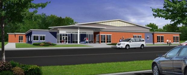Presque Isle Community Center - Building Design Concept Front Entrance Rendering