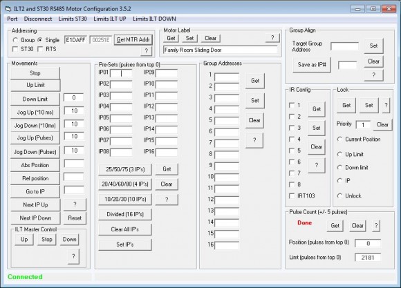 ILT2 and ST30 RS485 Motor Configuration Software